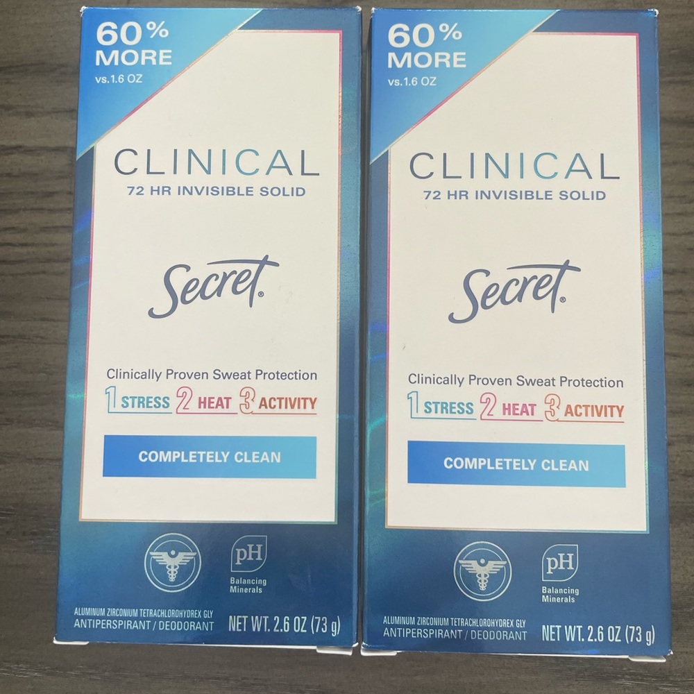 Set of 2 Secret Clinical 72 HR invisible solid